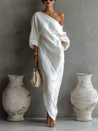 Soraya | One-Shoulder Maxi Dress with Abstract Print
