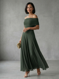 June | Draped Off-Shoulder Midi Dress