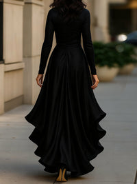 Palma | Draped Satin Maxi Dress with Ruffles™