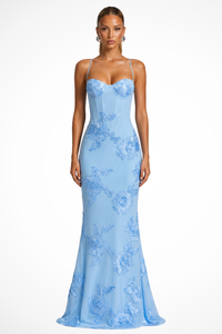 Anastasia | Women Floral Embroidered Corset Cami Strap Wedding Guest Maxi Dress