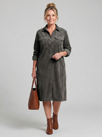 Pema | Long-sleeved Midi Dress with Patch Pockets™