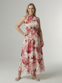 Sylin | Halter Midi Dress with Ruching