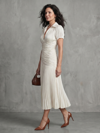 Theodora | Pleated Waist Striped Midi Dress™