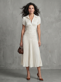 Theodora | Pleated Waist Striped Midi Dress™