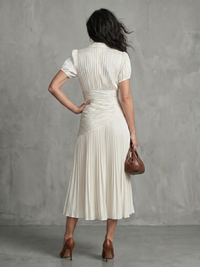 Theodora | Pleated Waist Striped Midi Dress™