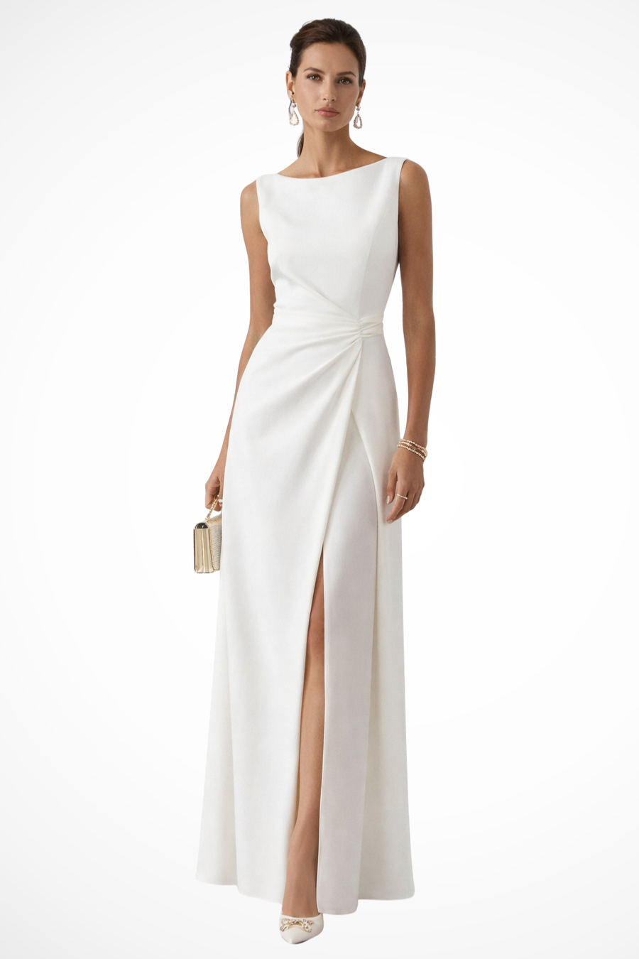 Clarissa | Women Sleeveless Draped Waist Wedding Guest Maxi Dress