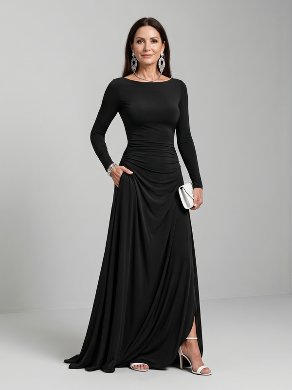 Gyram | Airy Maxi Dress with Long Sleeves and Bateau Neckline™
