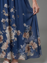 Clarissa | V-Neck Midi Dress with Delicate Floral Trim™