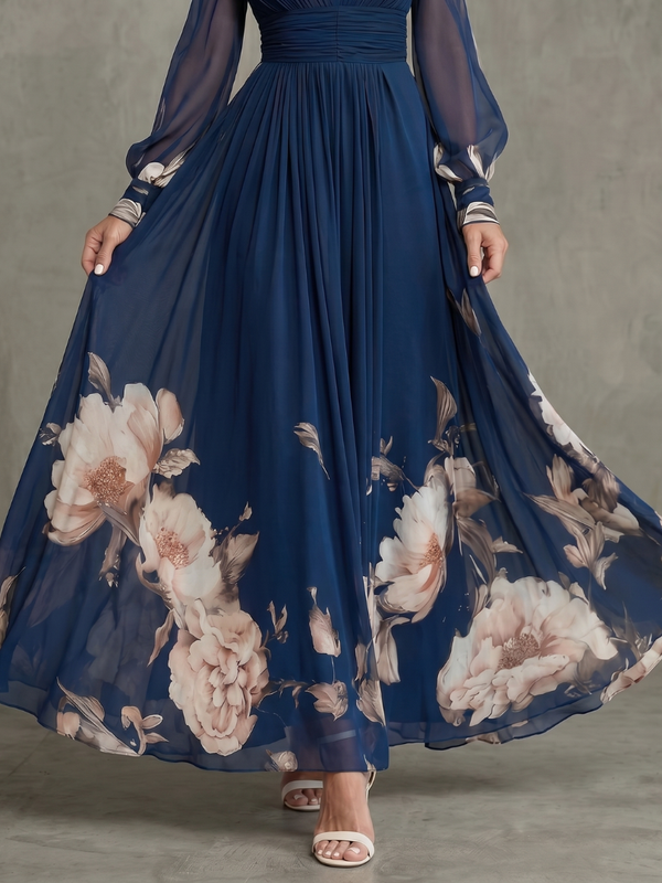 Ziva | Maxi Dress with Pleated Sheer Sleeves™