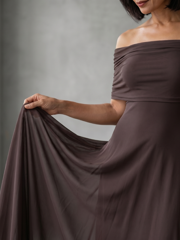 June | Drape Midi Dress with Open Shoulders™