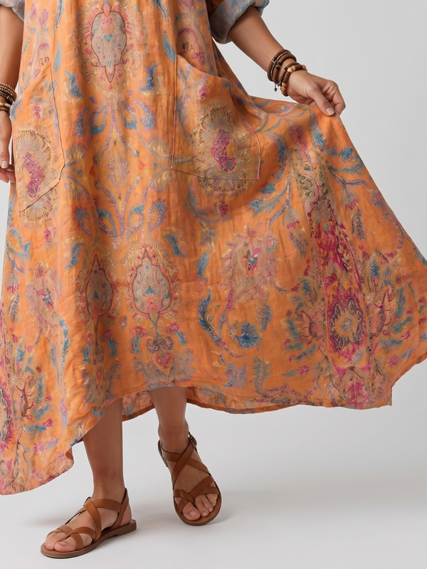 Réjane | Oversized Midi Dress with Lapel Collar and Large Pockets