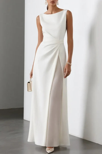 Clarissa | Women Sleeveless Draped Waist Wedding Guest Maxi Dress