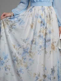 Augusta | Floral Maxi Dress with V Neckline and Sheer Bodice