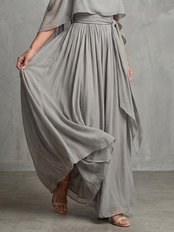 Marisol | Layered Draped Off-the-Shoulder Top and Wide-Leg Pants Set™