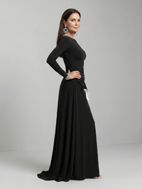 Gyram | Airy Maxi Dress with Long Sleeves and Bateau Neckline