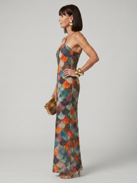 Larkin | Fitted Colorful Maxi Dress with Scale Pattern™