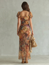 Ciel | Midi Dress with Ruffle Sleeves, Gathers, and Slit™