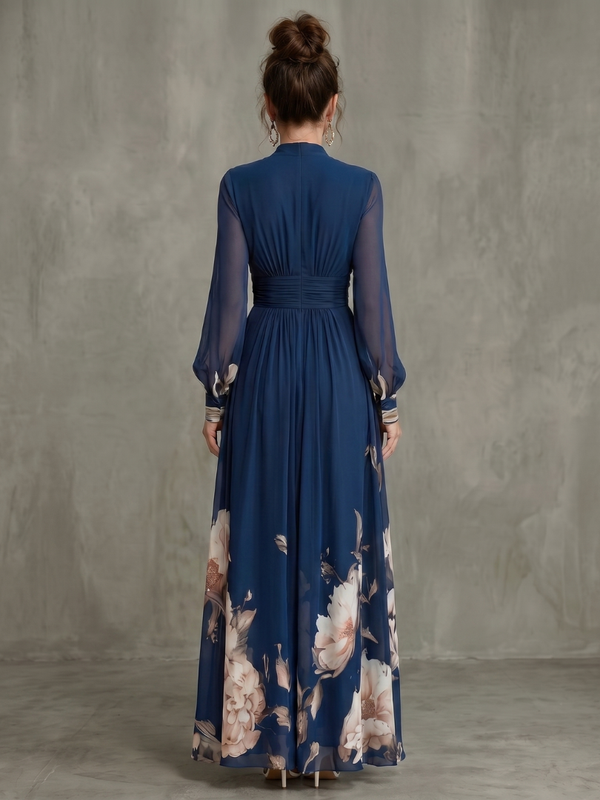 Ziva | Maxi Dress with Pleated Sheer Sleeves™