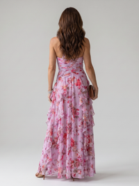 Nori | Floral Halter Neck Maxi Dress with Ruched Bust™