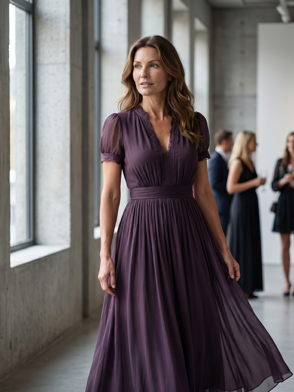 Elia | Maxi Dress with Shirred Waist and Keyhole Opening™