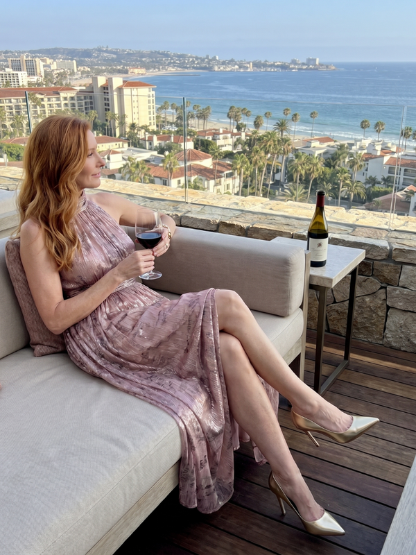 Imogen | Sleeveless Embossed Finish Midi Dress™