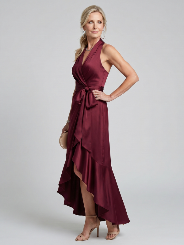 Honora | Croisé Midi Dress with Halter Neck and Asymmetrical Hem™