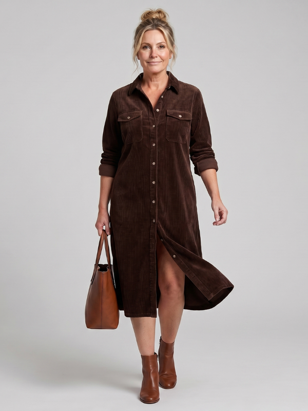 Pema | Long-sleeved Midi Dress with Patch Pockets™