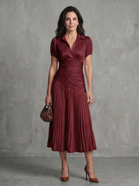 Theodora | Pleated Waist Striped Midi Dress™