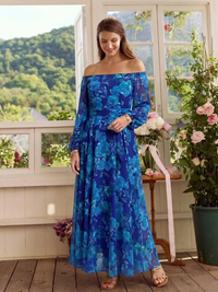Violet & Grace | Floral Off-Shoulder Maxi Dress