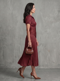 Theodora | Pleated Waist Striped Midi Dress™