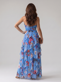 Nori | Floral Halter Neck Maxi Dress with Ruched Bust™