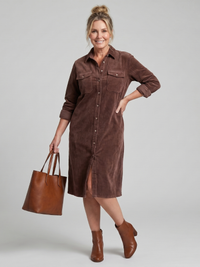 Pema | Long-sleeved Midi Dress with Patch Pockets™