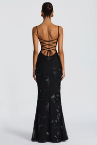 Anastasia | Women Floral Embroidered Corset Cami Strap Wedding Guest Maxi Dress