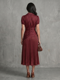 Theodora | Pleated Waist Striped Midi Dress™