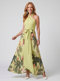 Meadow | Draped Halter Maxi Dress with Botanical Panels™