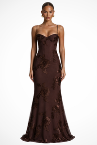 Anastasia | Women Floral Embroidered Corset Cami Strap Wedding Guest Maxi Dress