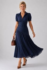 Theodora | Pleated Waist Striped Midi Dress™
