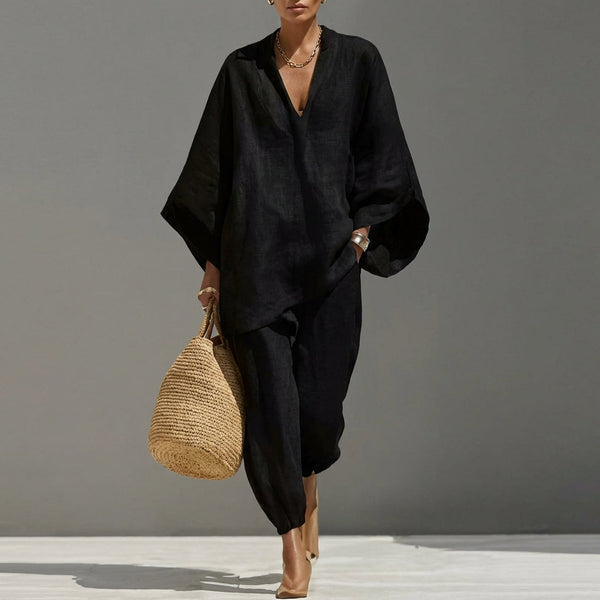 Marine | V-Neck Two-Piece Casual Set