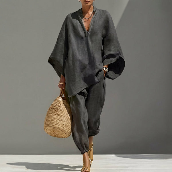 Marine | V-Neck Two-Piece Casual Set