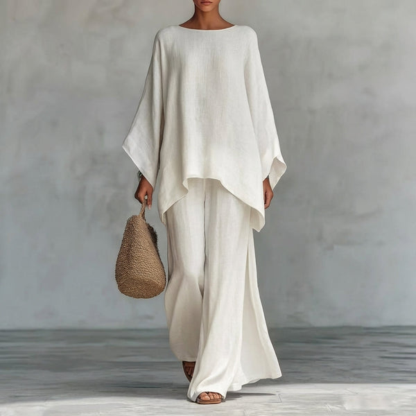 Christine | Two Piece Set with Long Sleeves and Wide Leg Pants