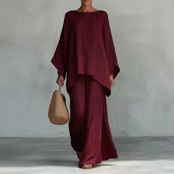 Christine | Two Piece Set with Long Sleeves and Wide Leg Pants