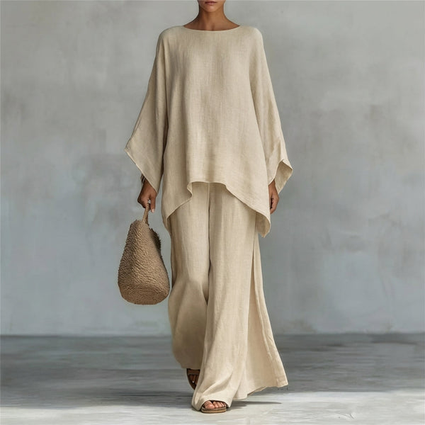 Christine | Two Piece Set with Long Sleeves and Wide Leg Pants