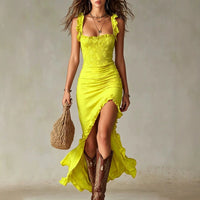 Jane boho maxi dress in yellow