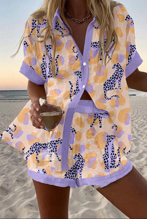 Καλοκαιρινό σετ Serena με animal print σε παστέλ αποχρώσεις