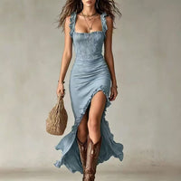 Jane boho maxi dress in light blue