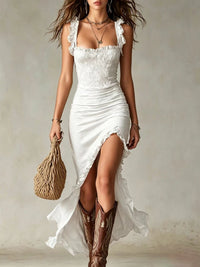 Jane boho maxi dress in white