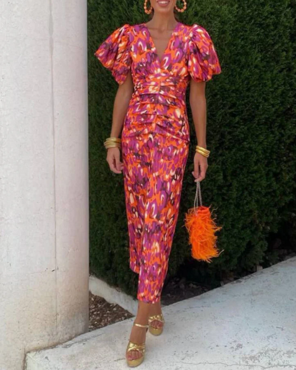 Violet & Grace | Vibrant Pleated Midi Dress™