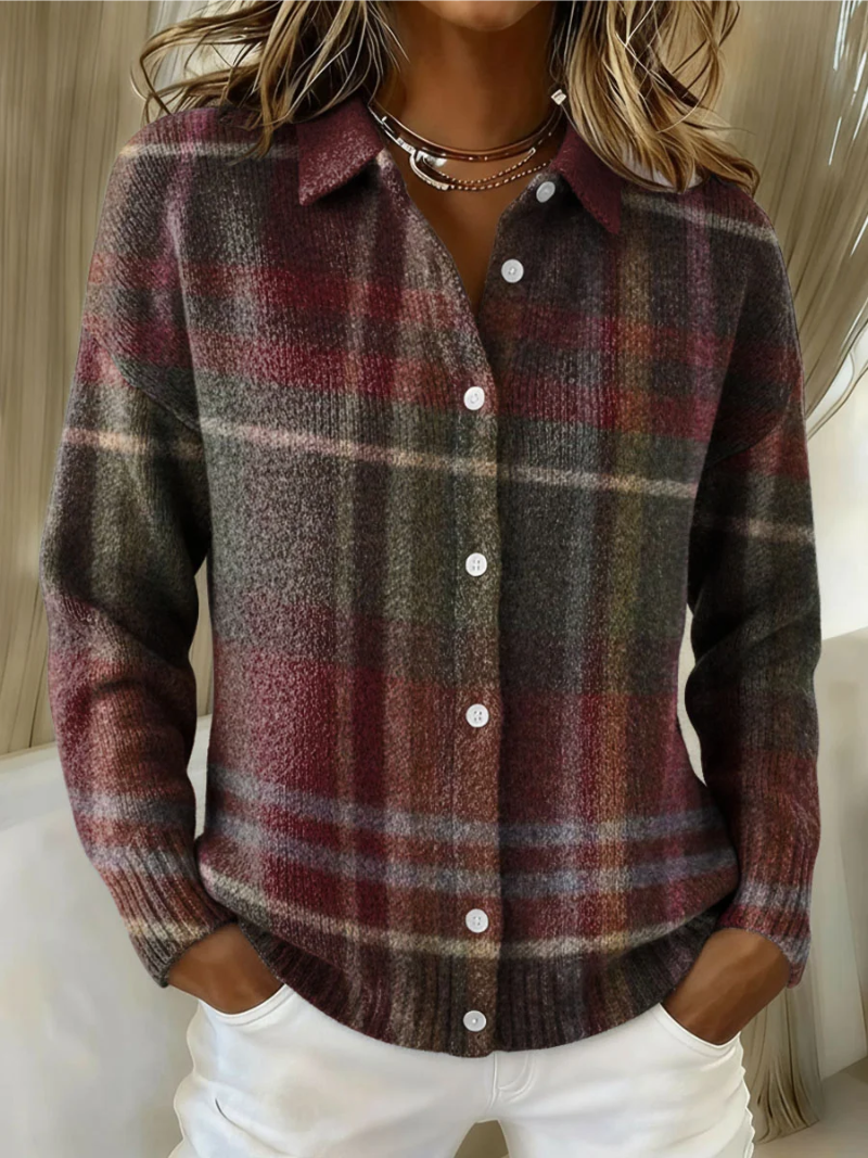 Eleanor | Classic Knit Plaid Cardigan™