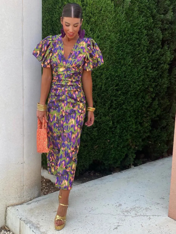 Violet & Grace | Vibrant Pleated Midi Dress™