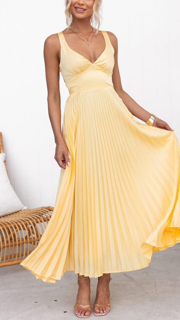 Violet & Grace | Pleated V-Neck Maxi Dress™